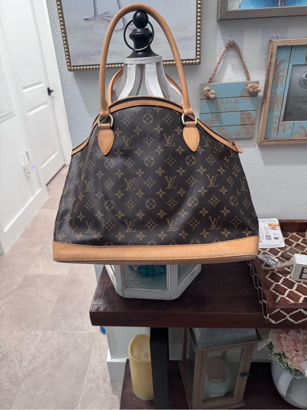 Louis Vuitton Monogram Satchel in Brown and Tan